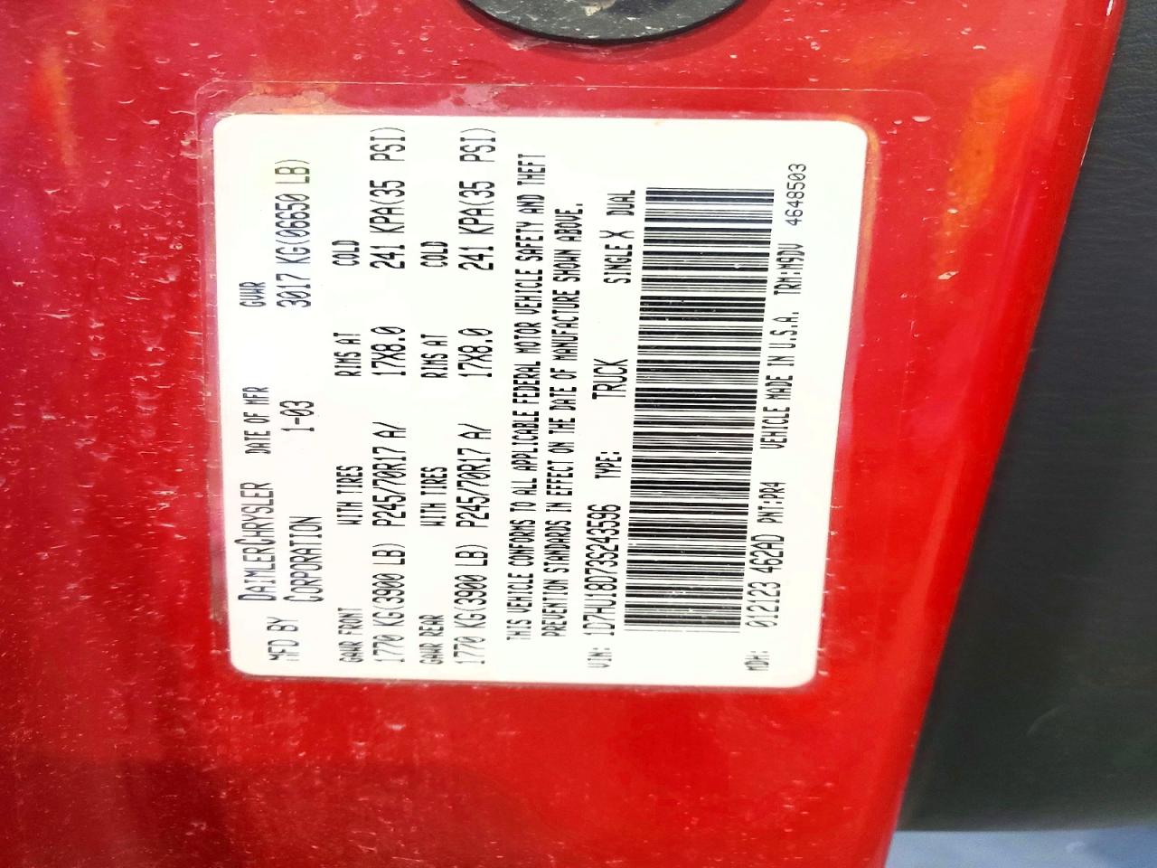 2003 DODGE RAM 1500