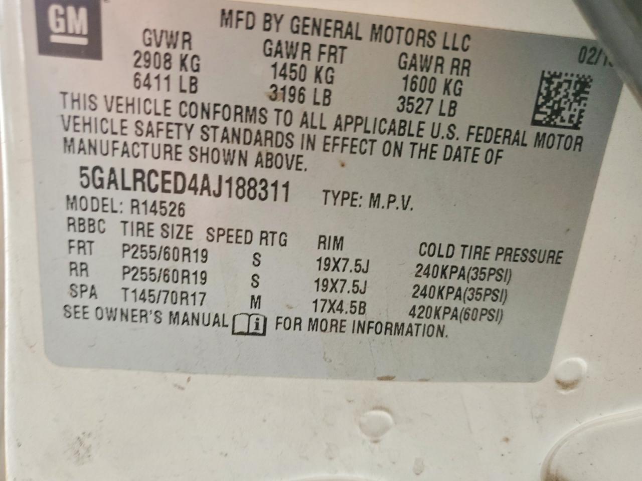 2010 BUICK ENCLAVE