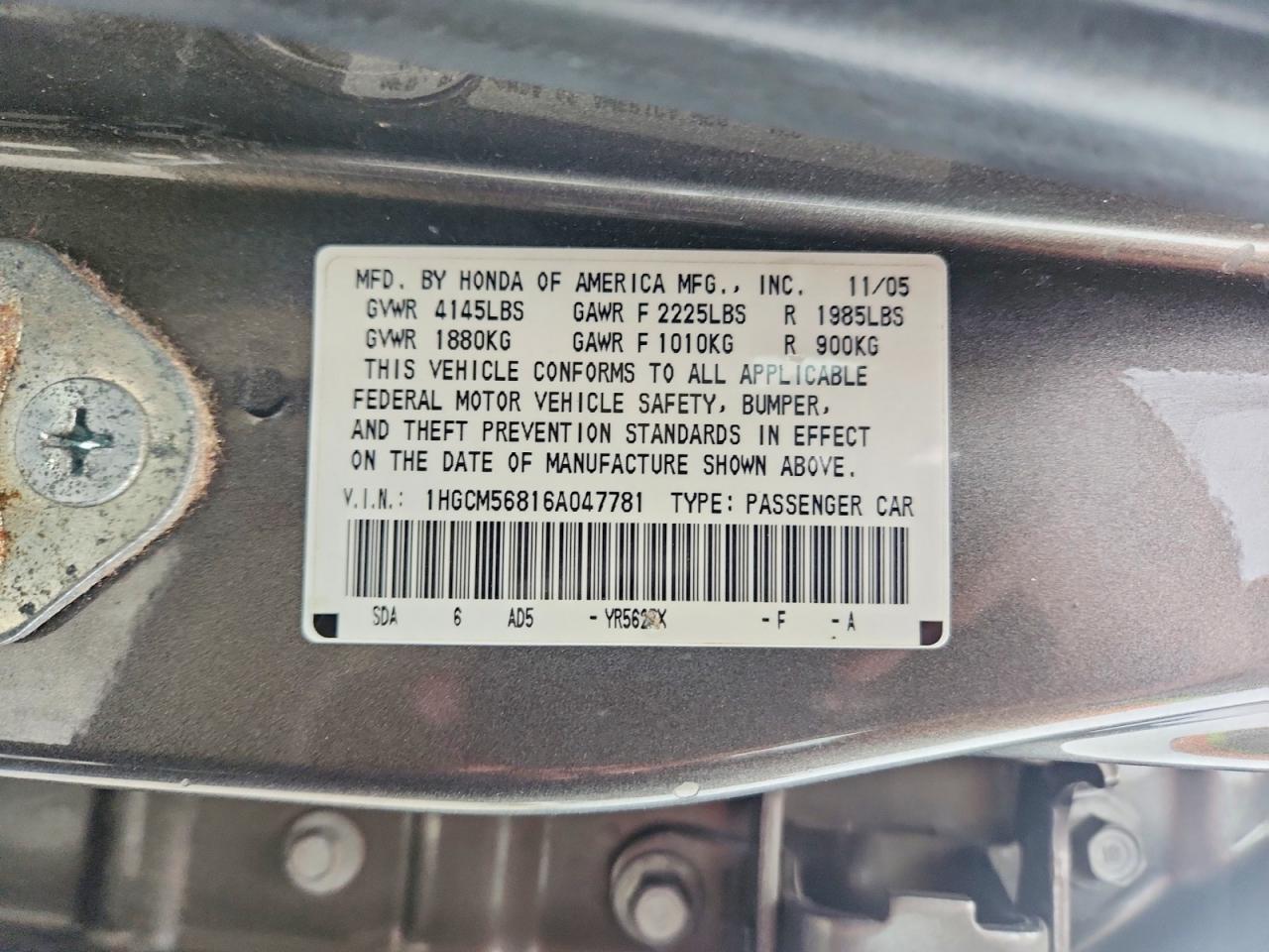2006 HONDA ACCORD