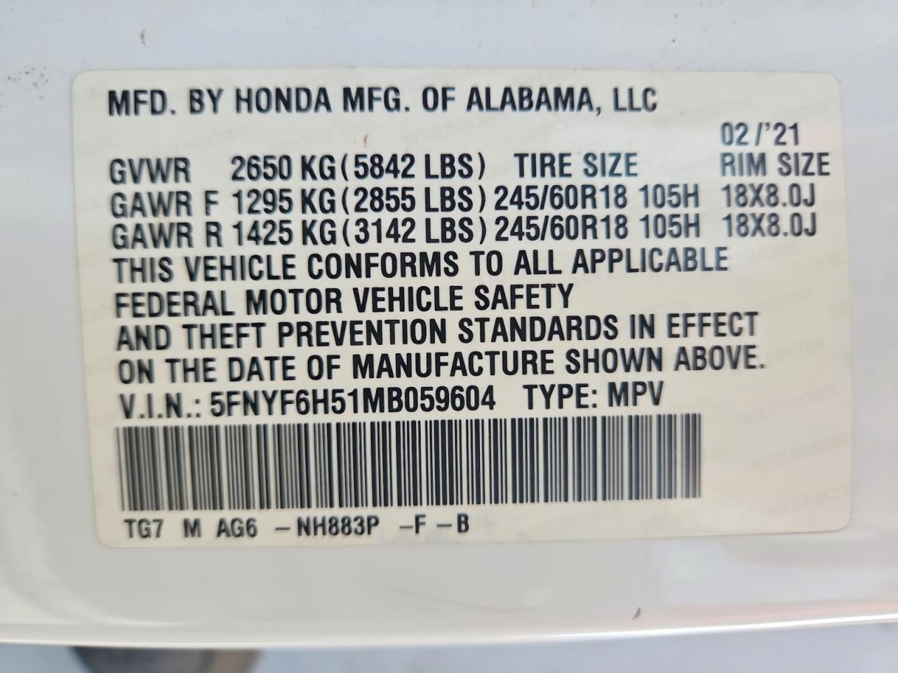 2021 HONDA PILOT