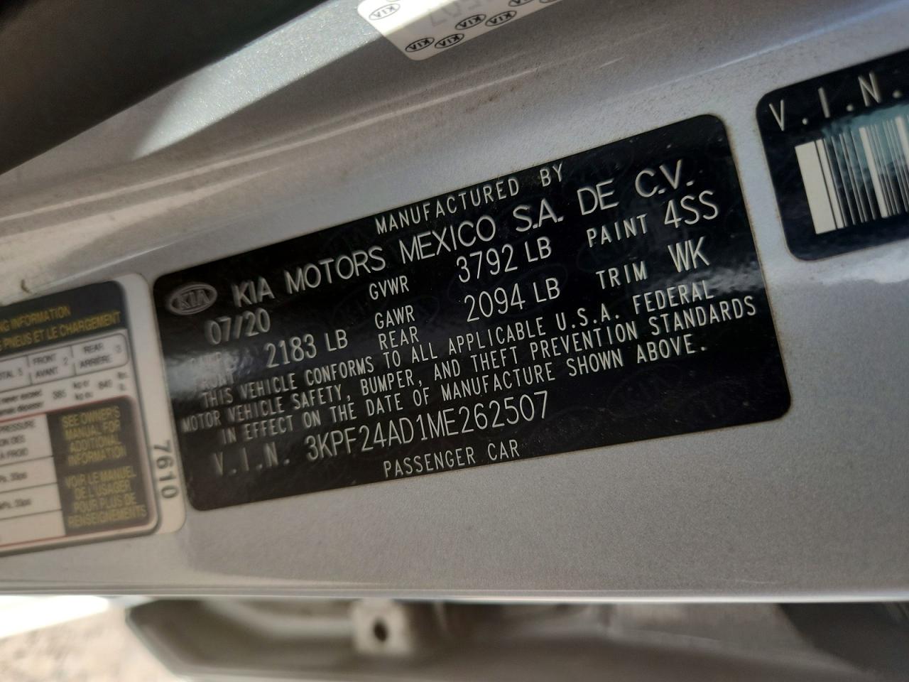 2021 KIA FORTE LXS