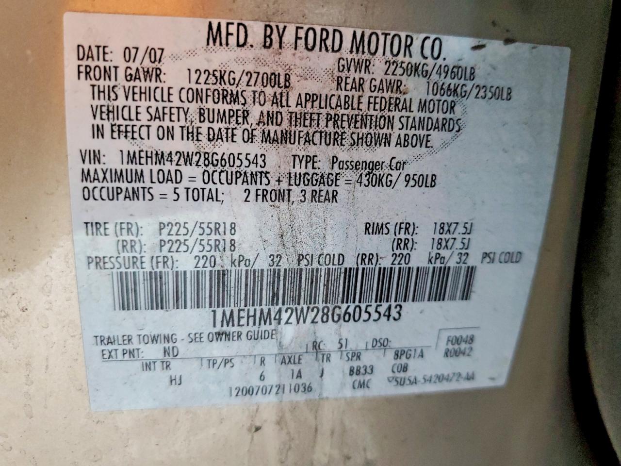 2008 MERCURY SABLE