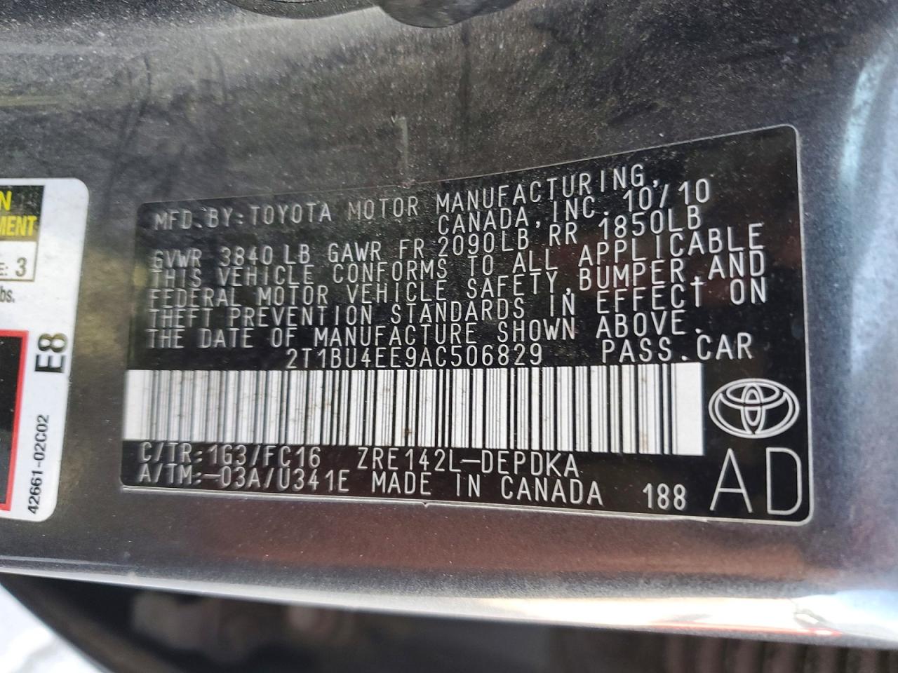 2010 TOYOTA COROLLA