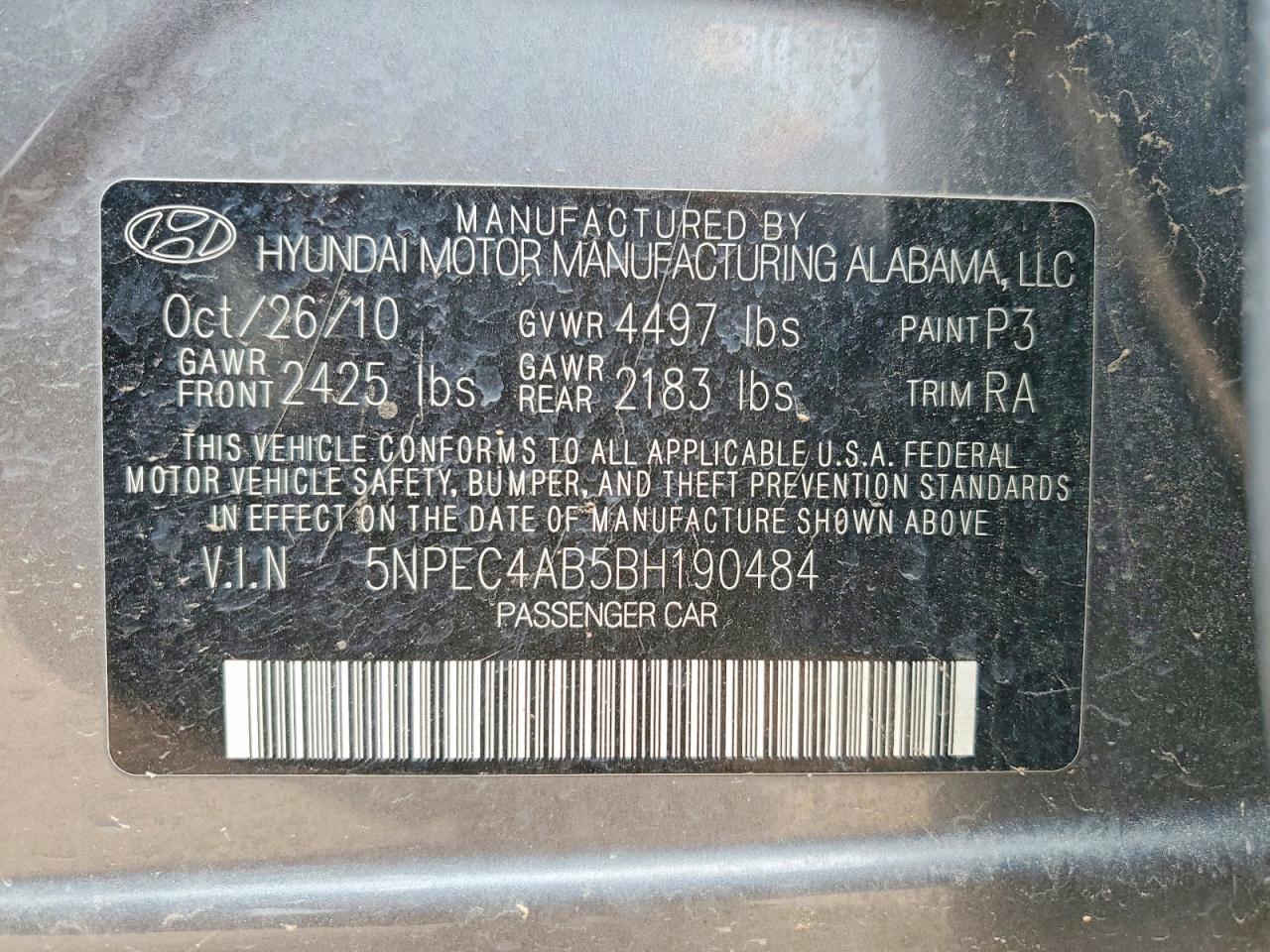 2011 HYUNDAI SONATA