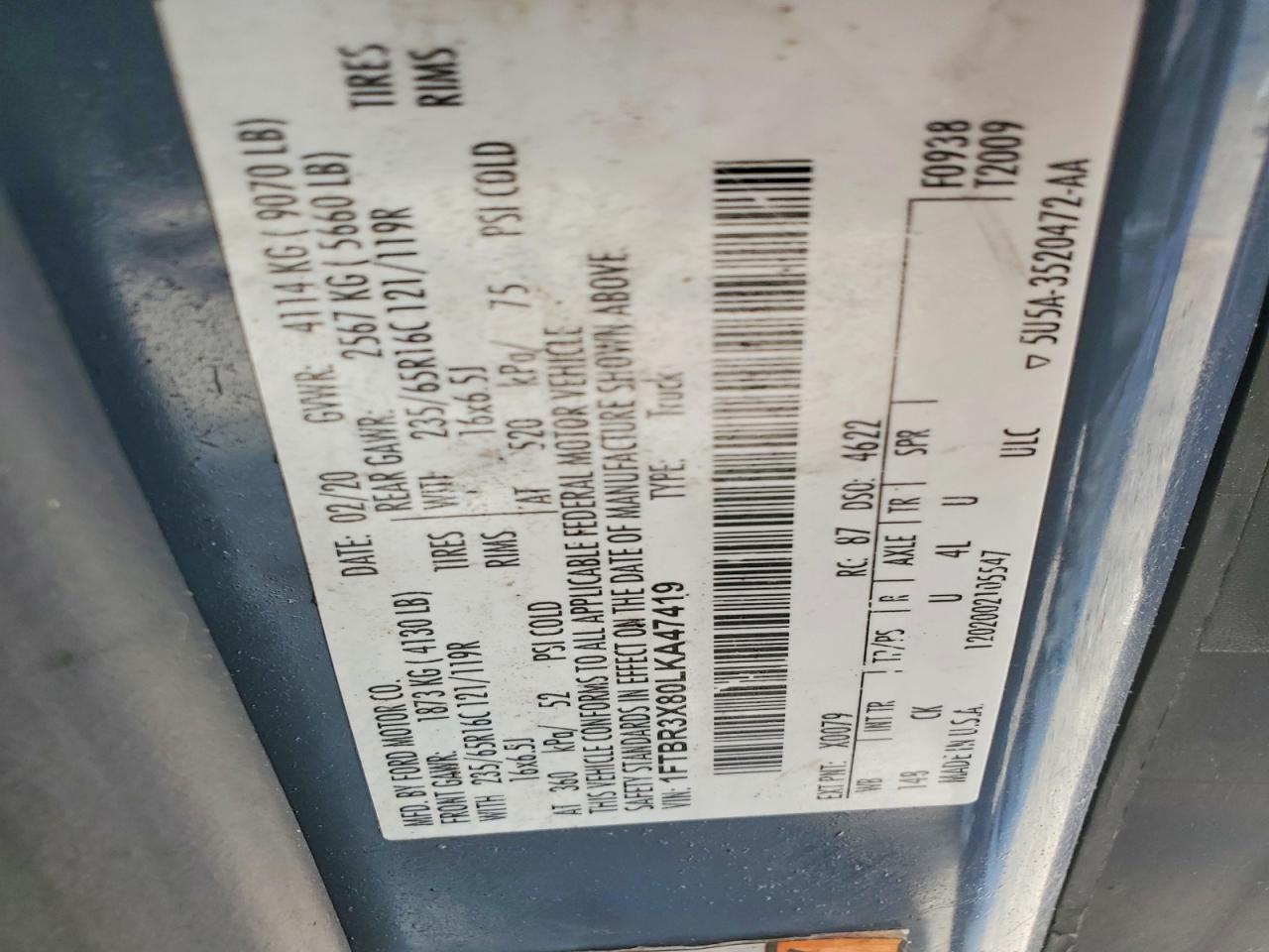 2020 FORD TRANSIT