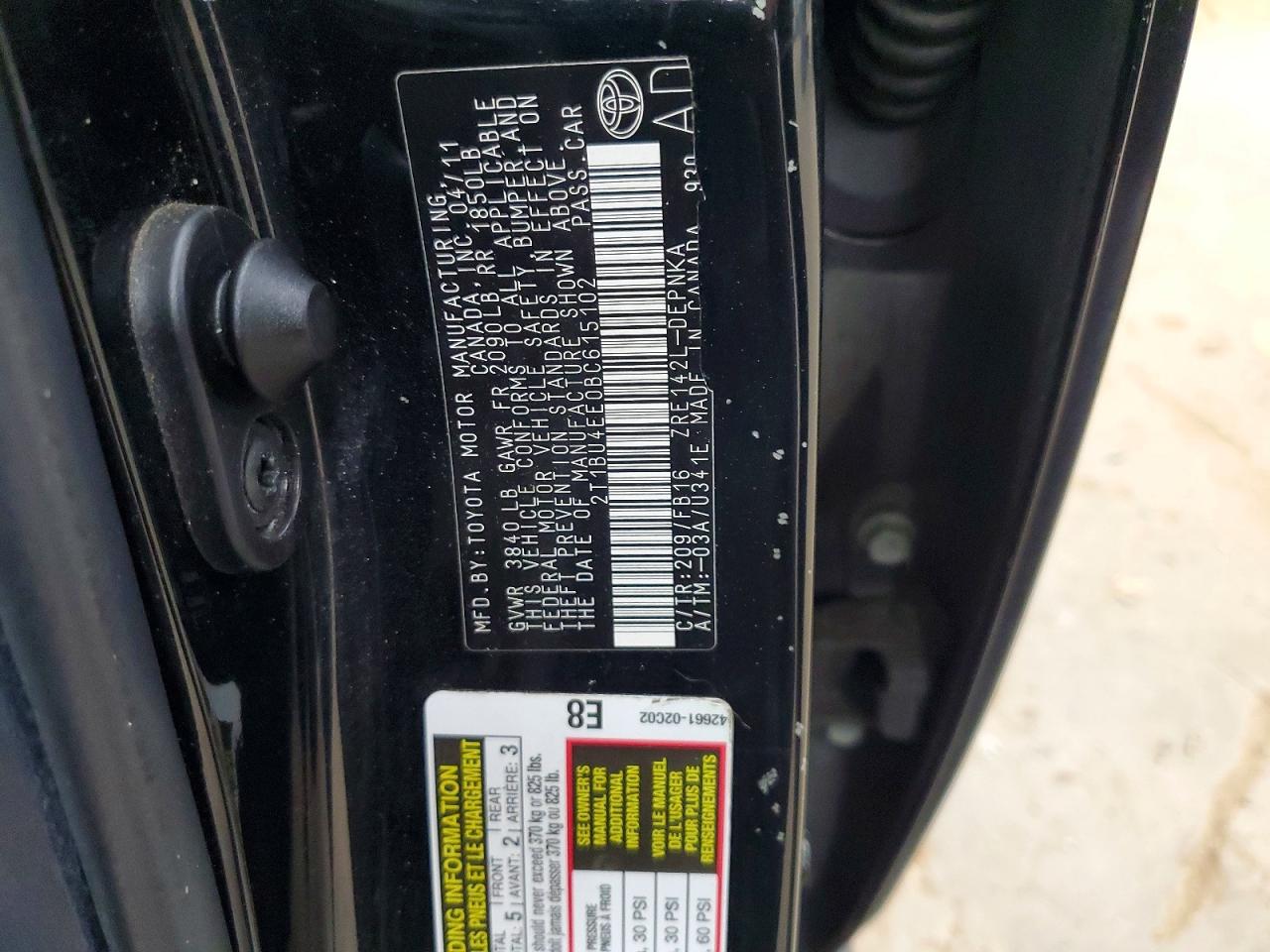 2011 TOYOTA COROLLA  L