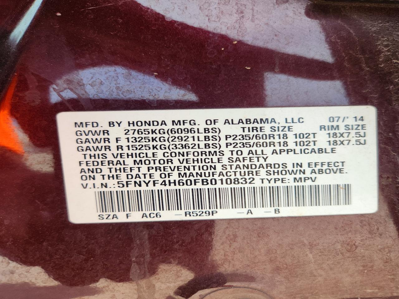 2015 HONDA PILOT