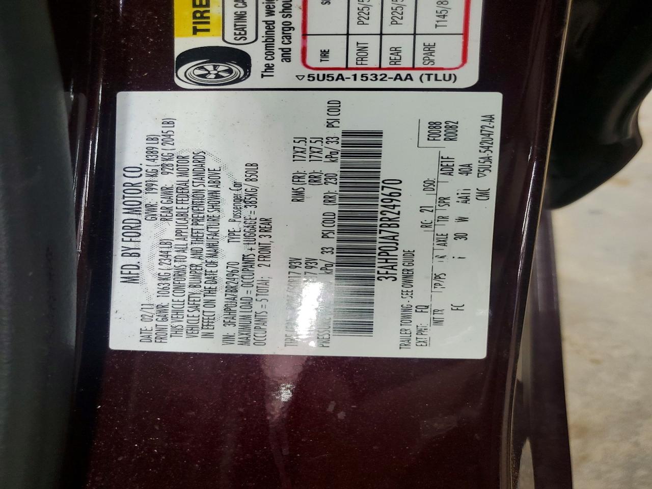 2011 FORD FUSION