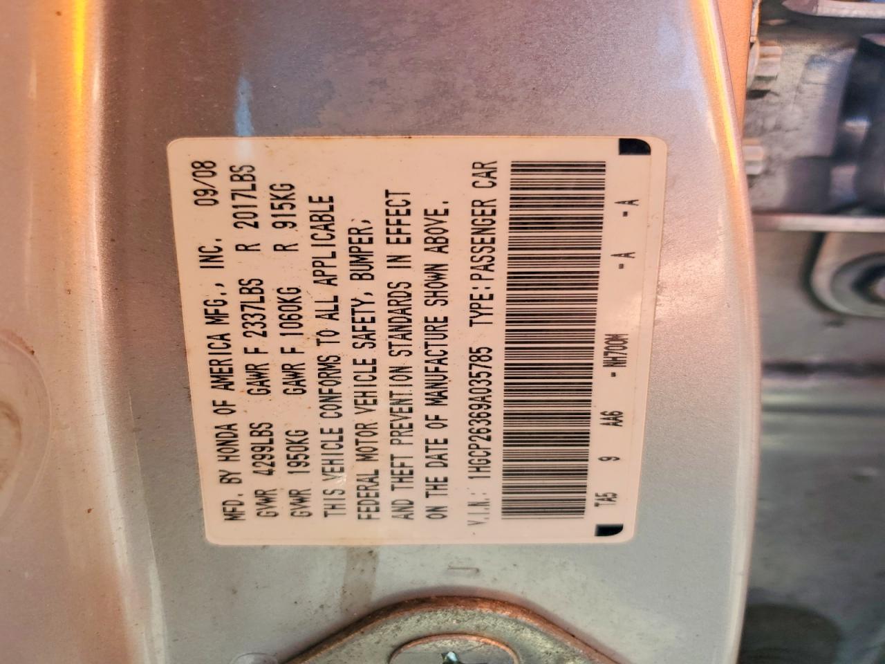 2009 HONDA ACCORD