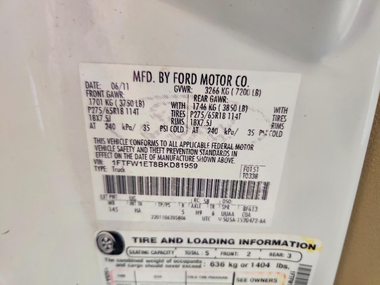 2011 FORD F150