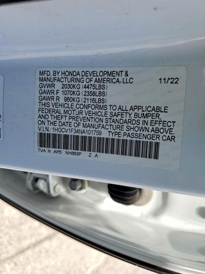 2022 HONDA ACCORD