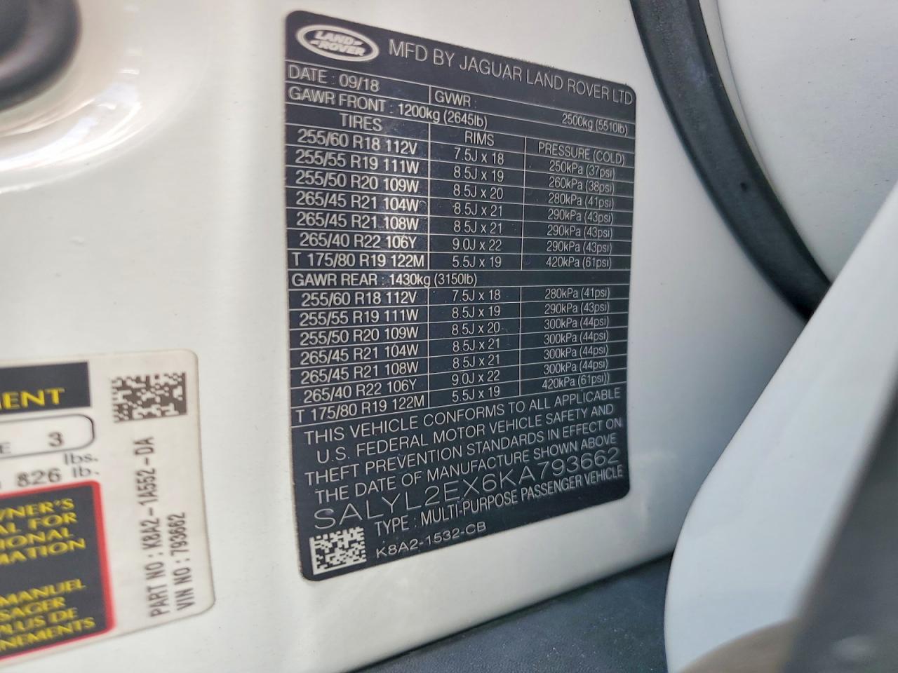 2019 LAND ROVER RANGEROVER