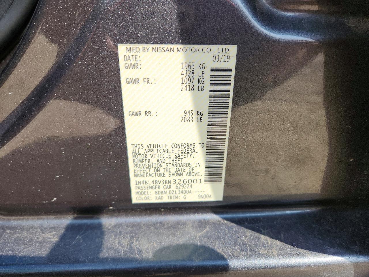 2019 NISSAN ALTIMA