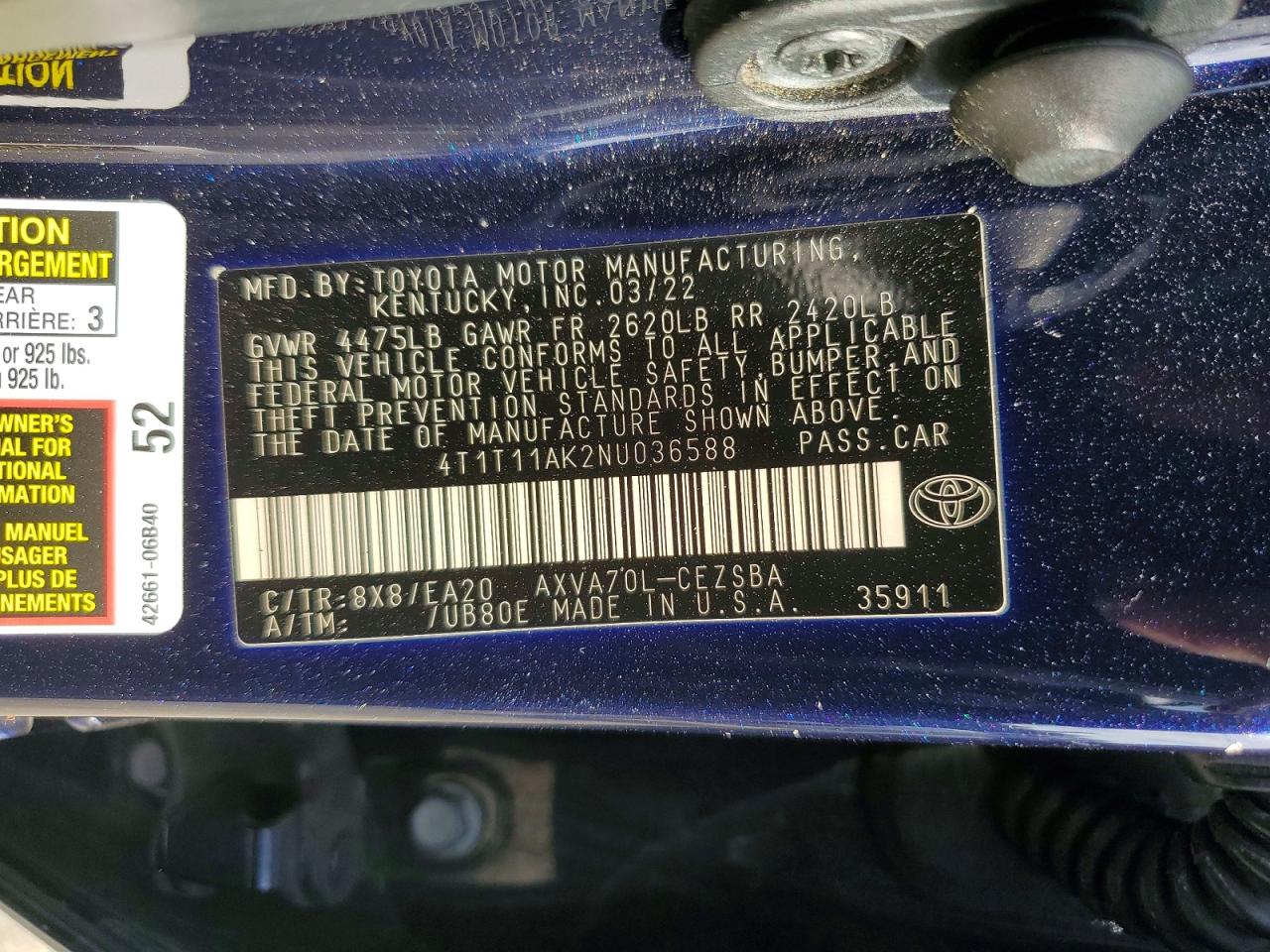 2022 TOYOTA CAMRY
