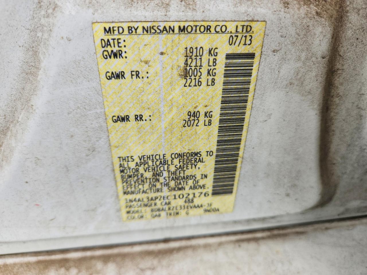 2014 NISSAN ALTIMA