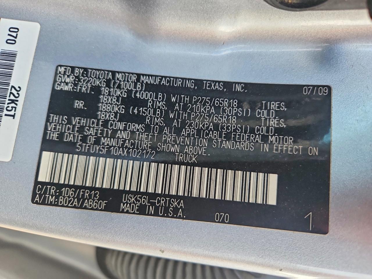 2010 TOYOTA TUNDRA