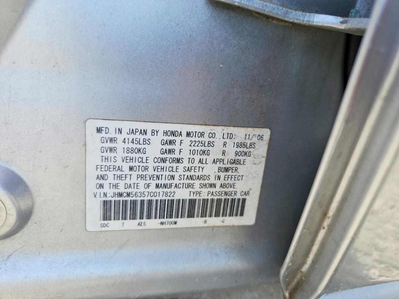 2007 HONDA ACCORD