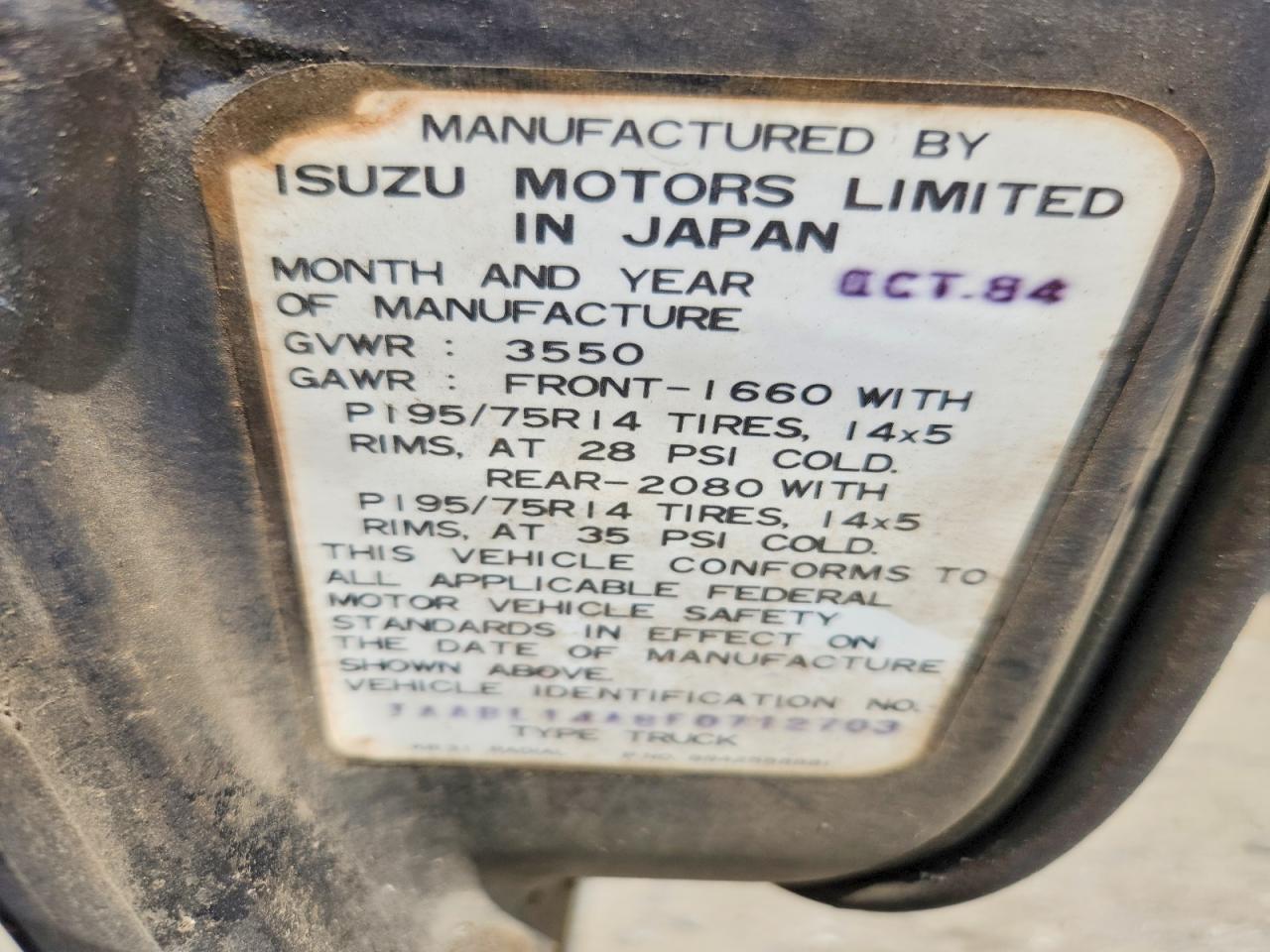 1985 ISUZU SMALL PU