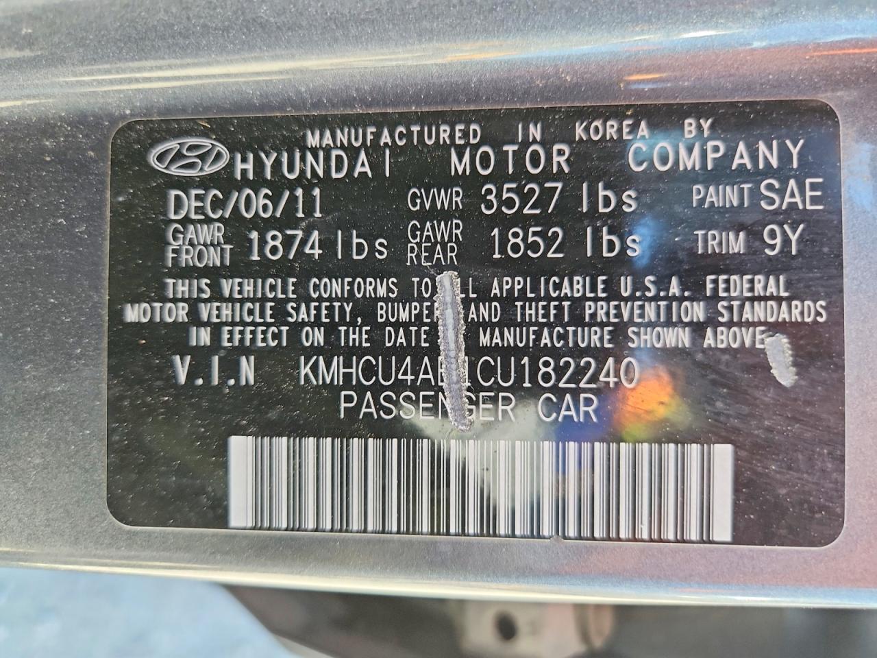 2012 HYUNDAI ACCENT