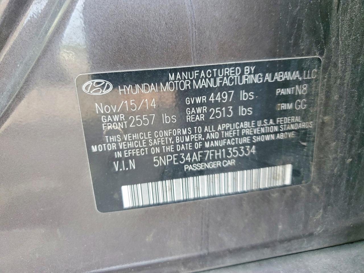 2015 HYUNDAI SONATA