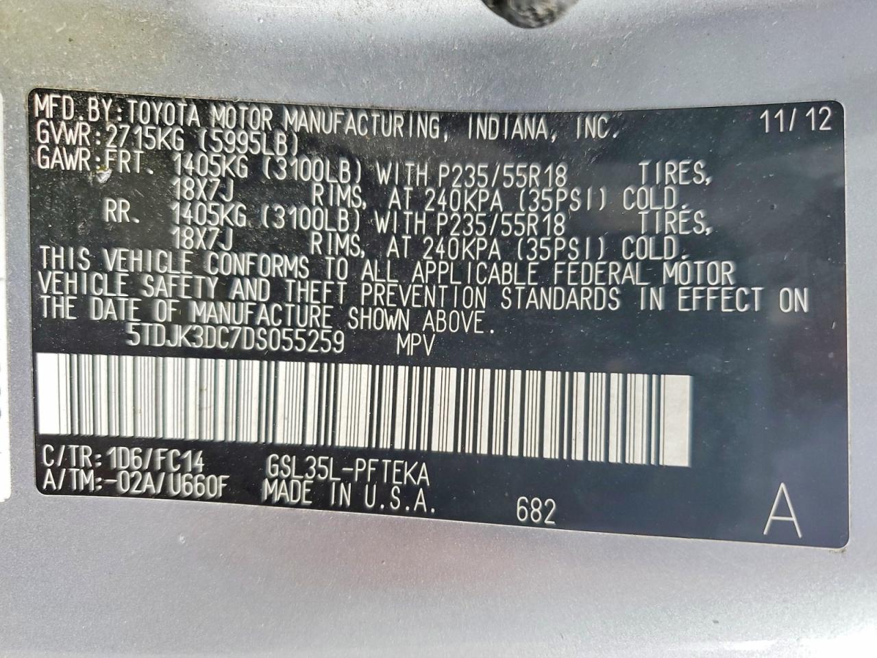 2013 TOYOTA SIENNA