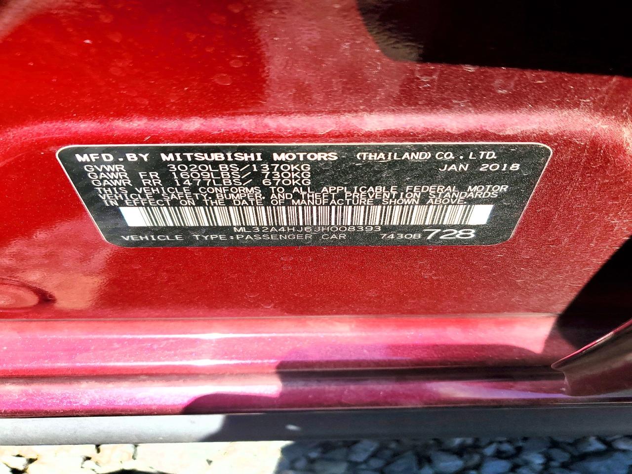 2018 MITSUBISHI MIRAGE