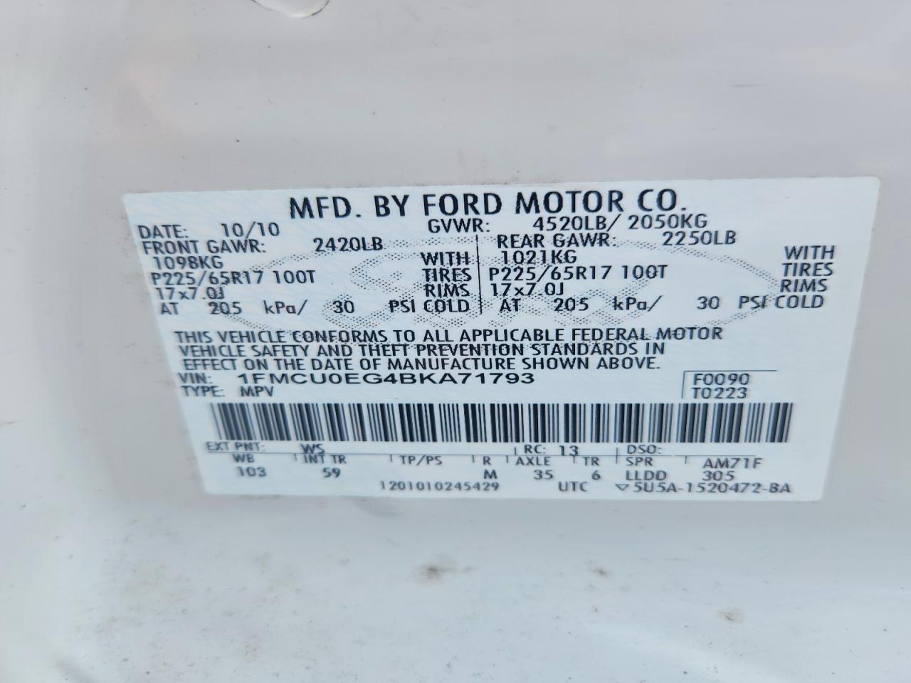 2011 FORD ESCAPE