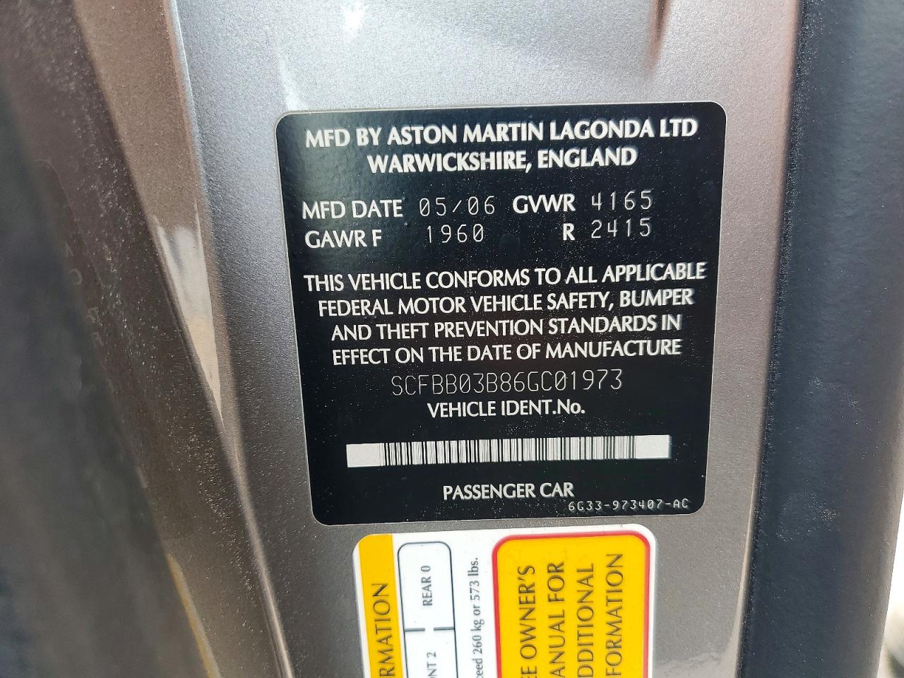 2006 ASTON MARTIN ALL OTHER