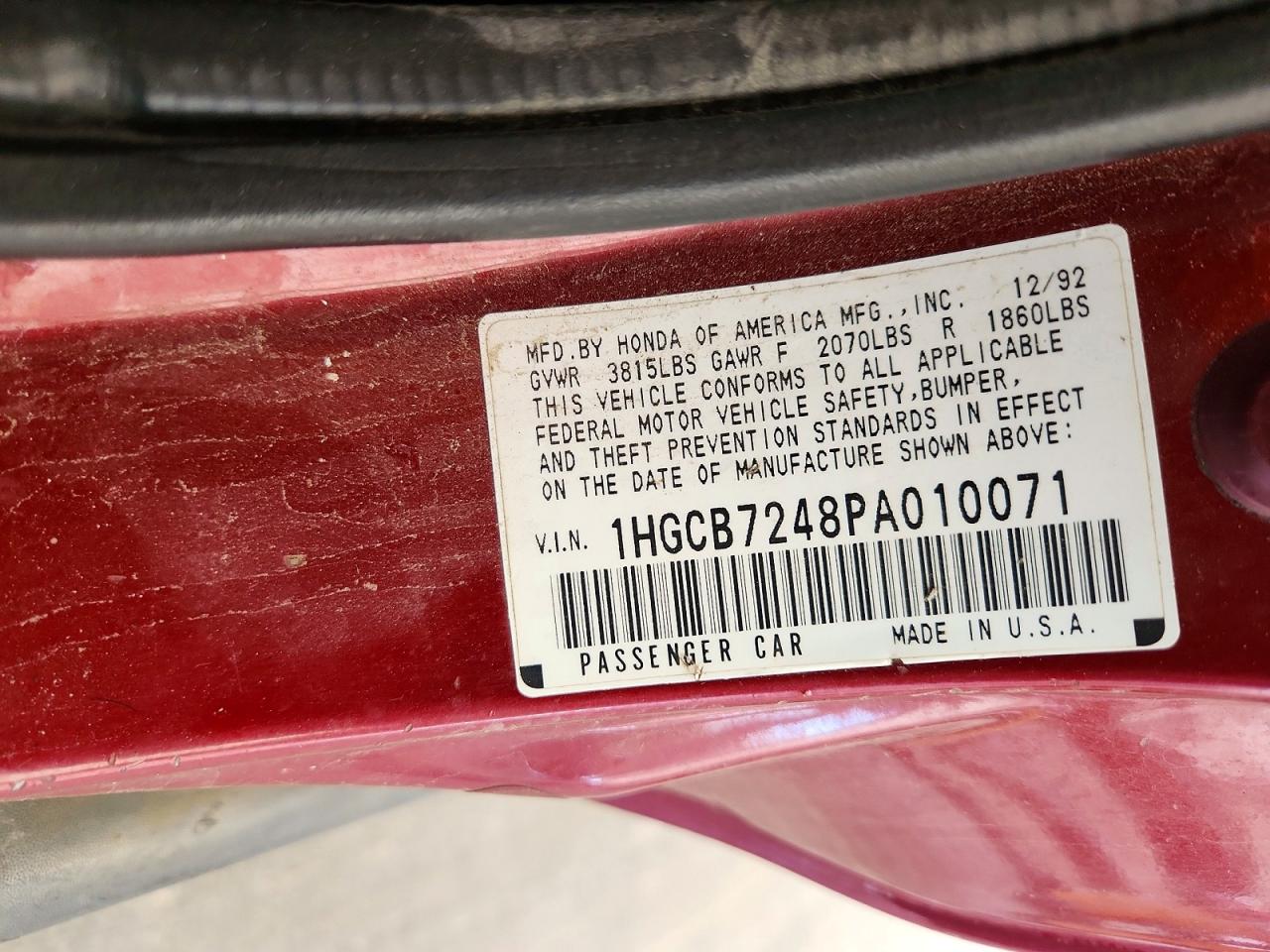 1993 HONDA ACCORD