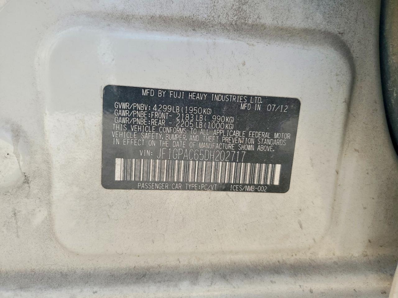 2013 SUBARU IMPREZA