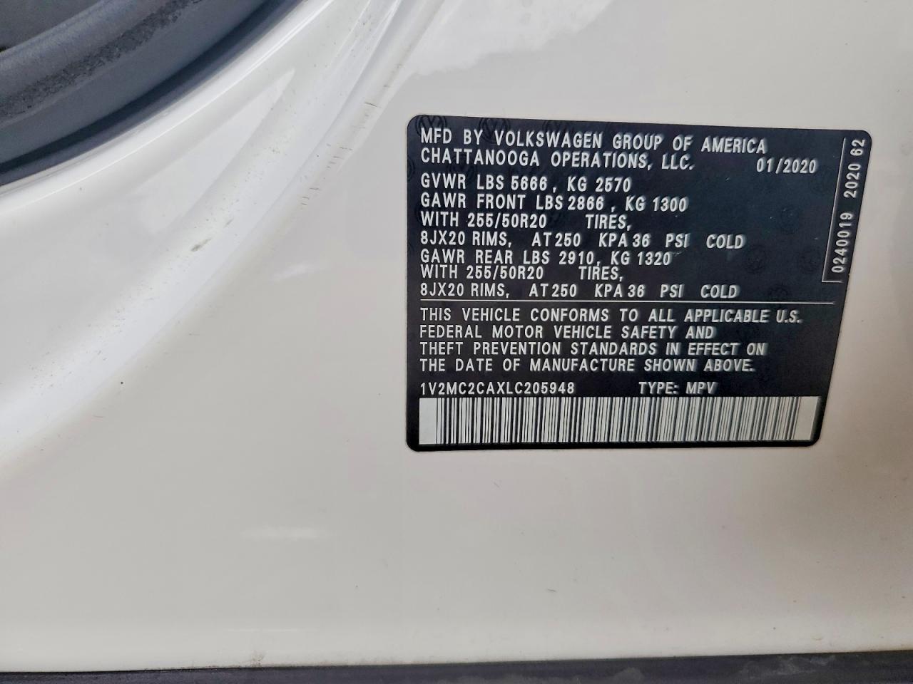 2020 VOLKSWAGEN ATLAS