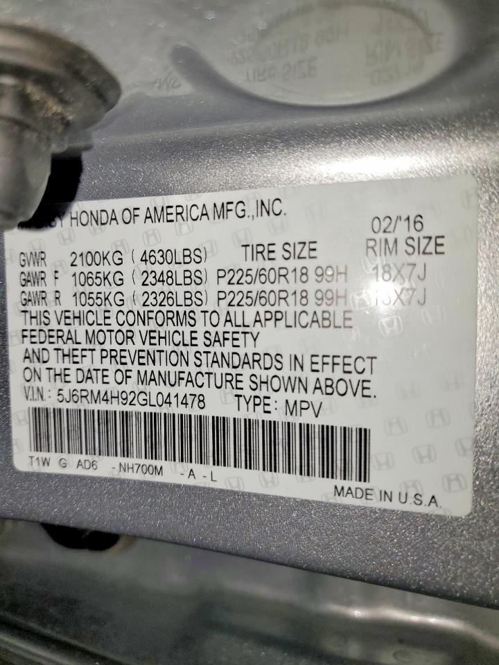 2016 HONDA CRV