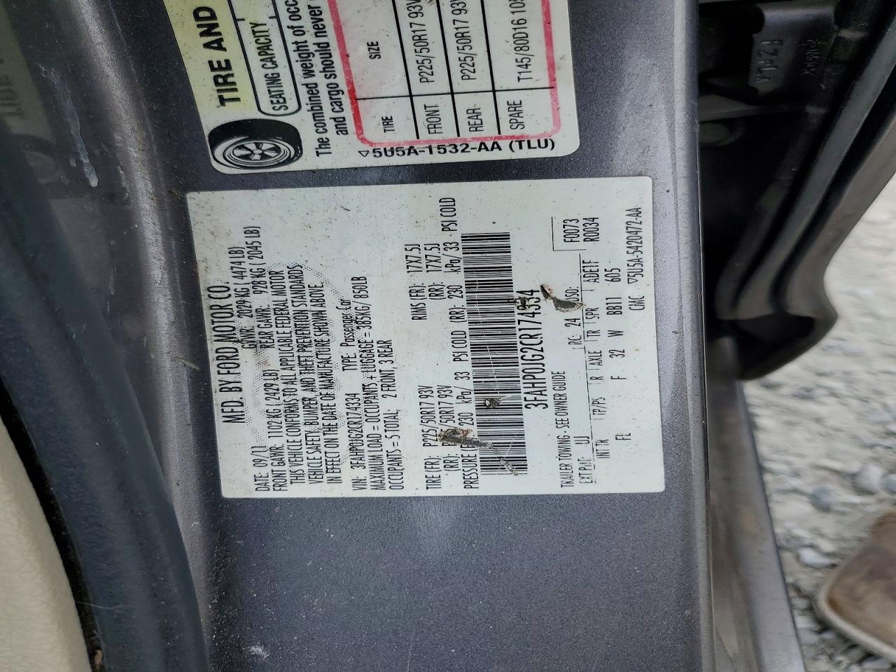 2012 FORD FUSION