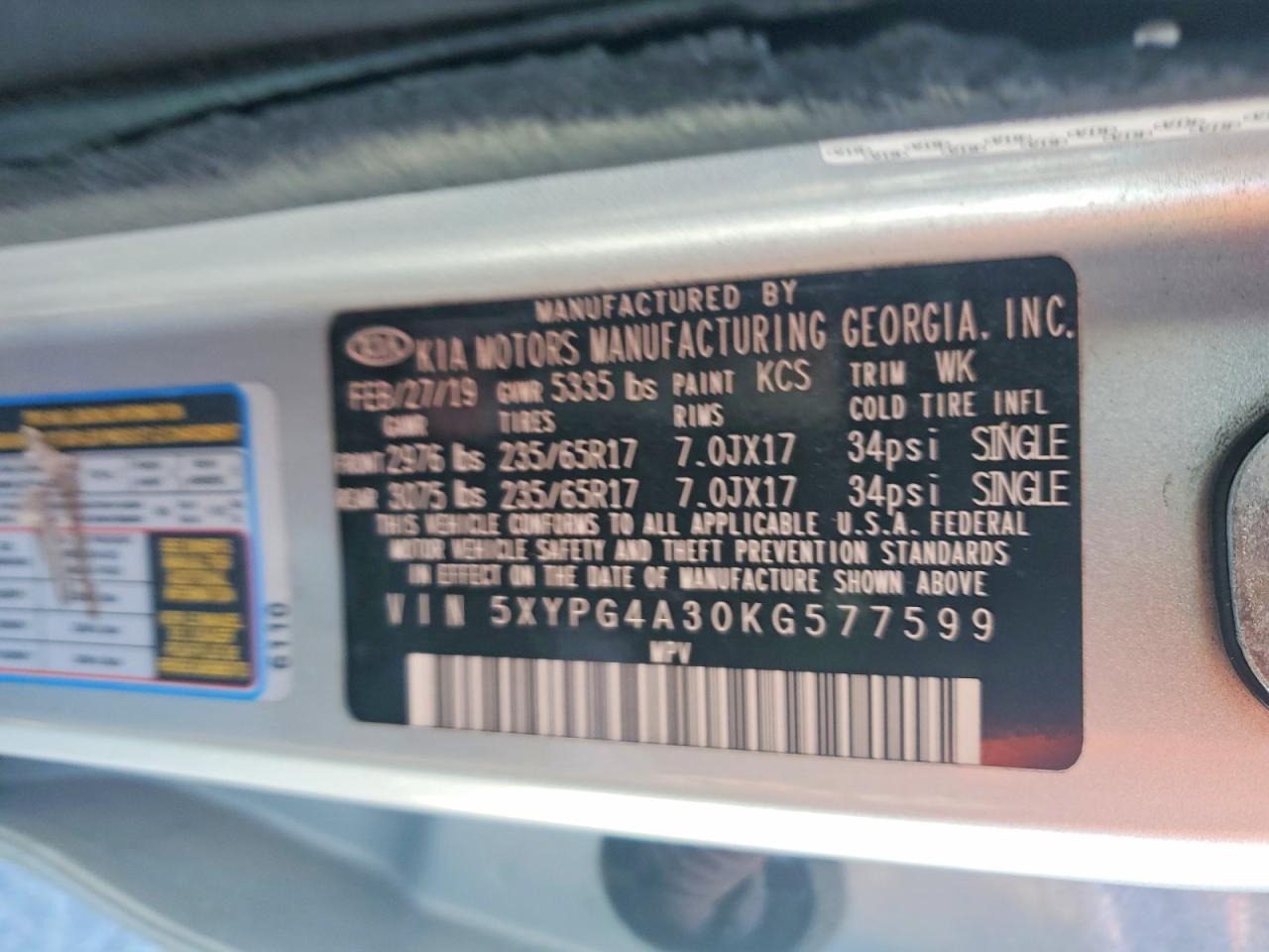 2019 KIA SORENTO