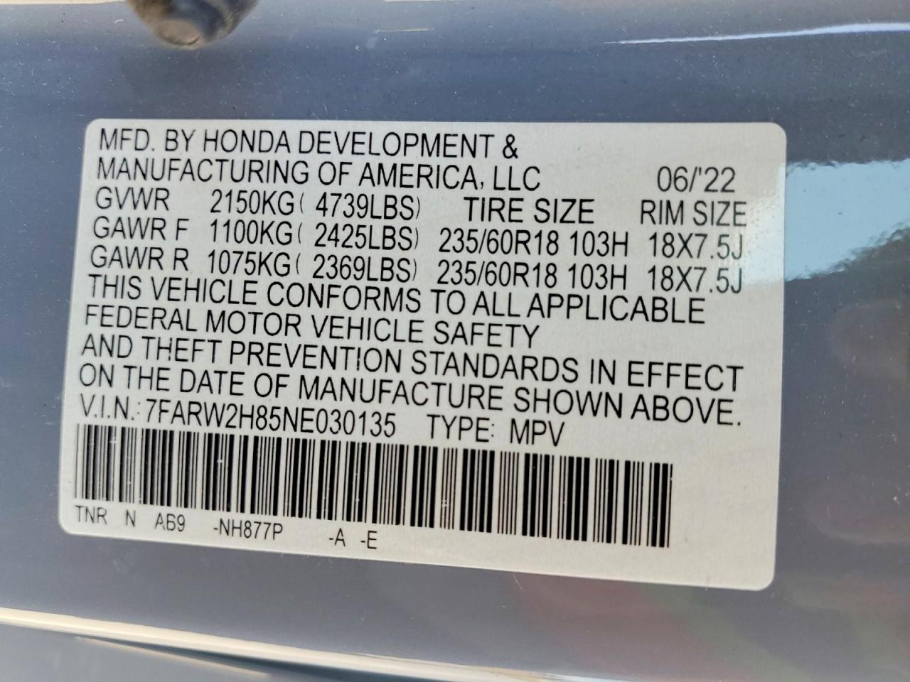 2022 HONDA CRV