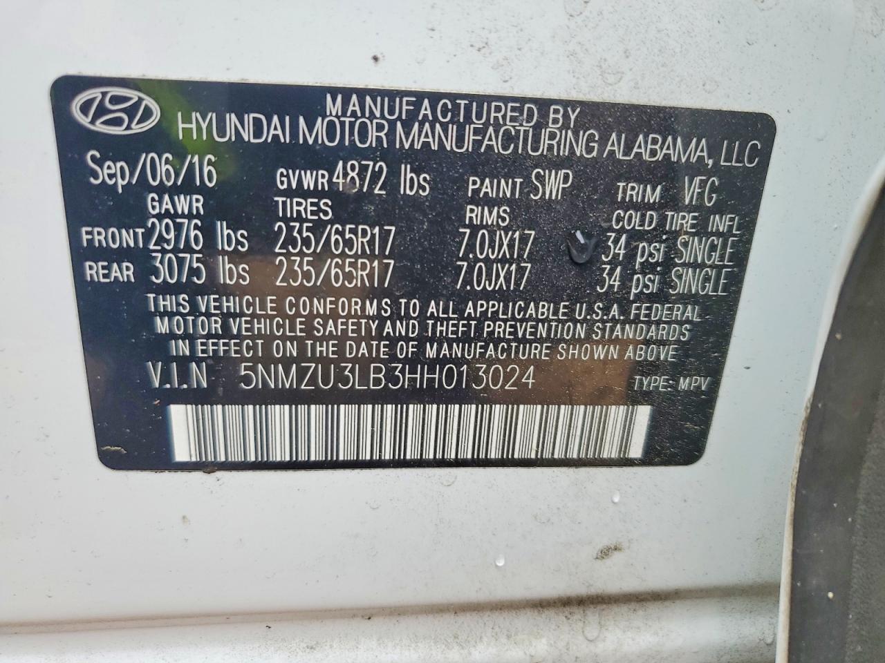 2017 HYUNDAI SANTA FE