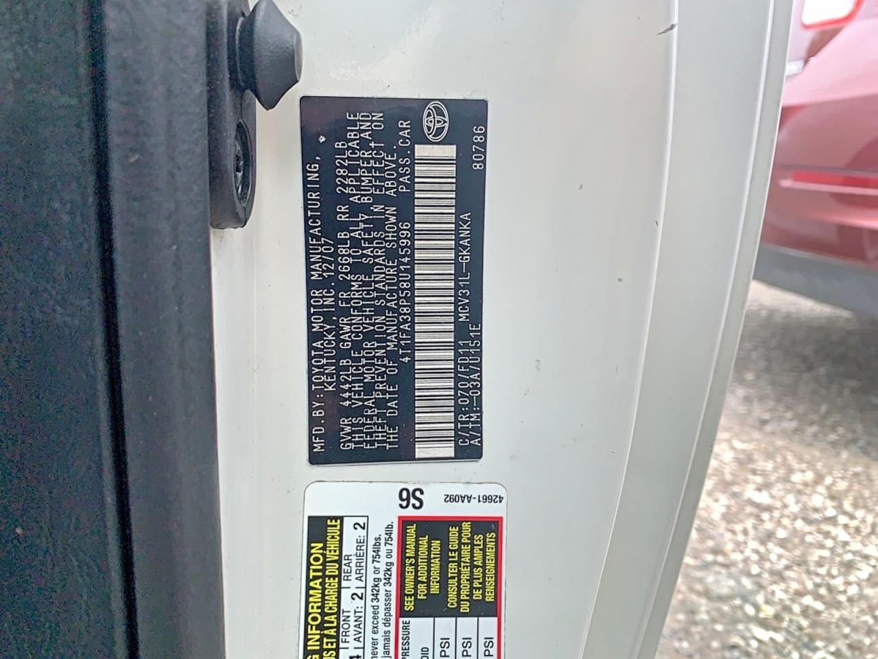 2008 TOYOTA CAMRY SOLA