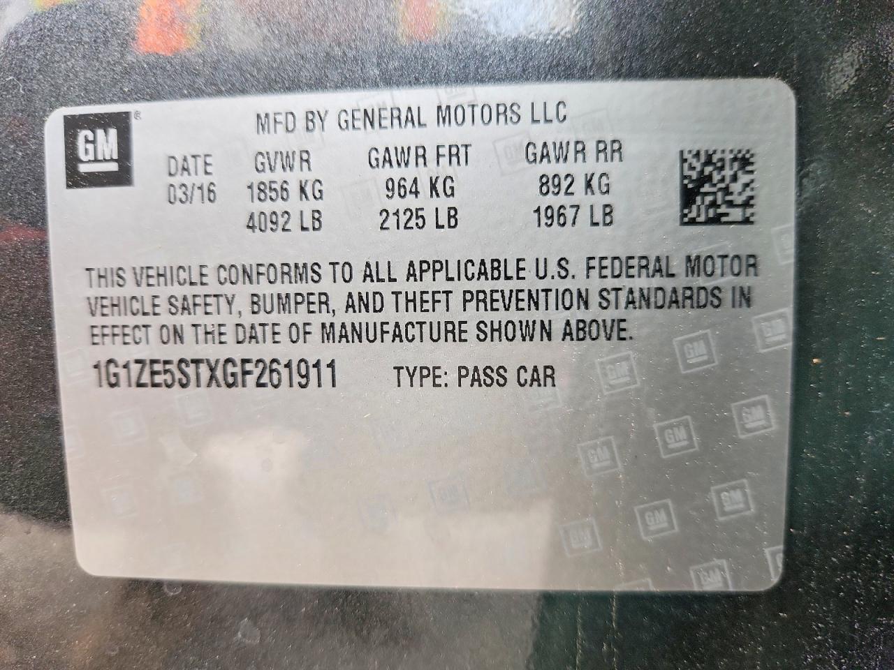2016 CHEVROLET MALIBU