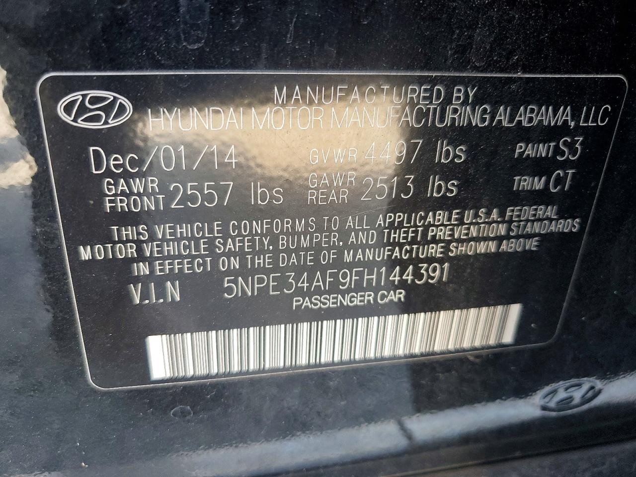 2015 HYUNDAI SONATA