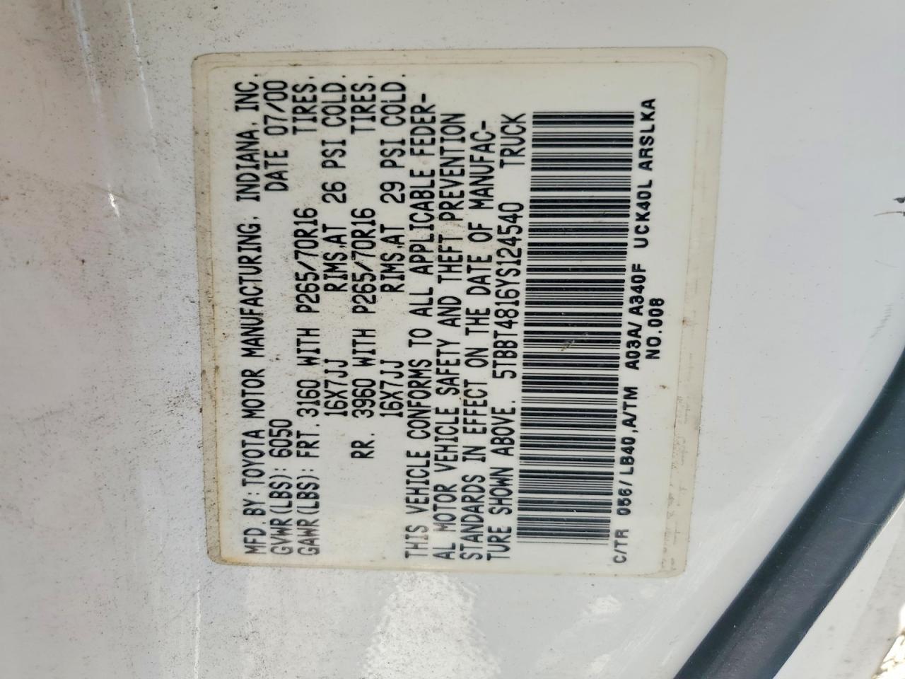 2000 TOYOTA TUNDRA