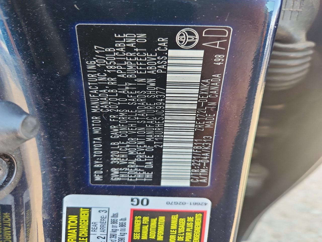 2018 TOYOTA COROLLA