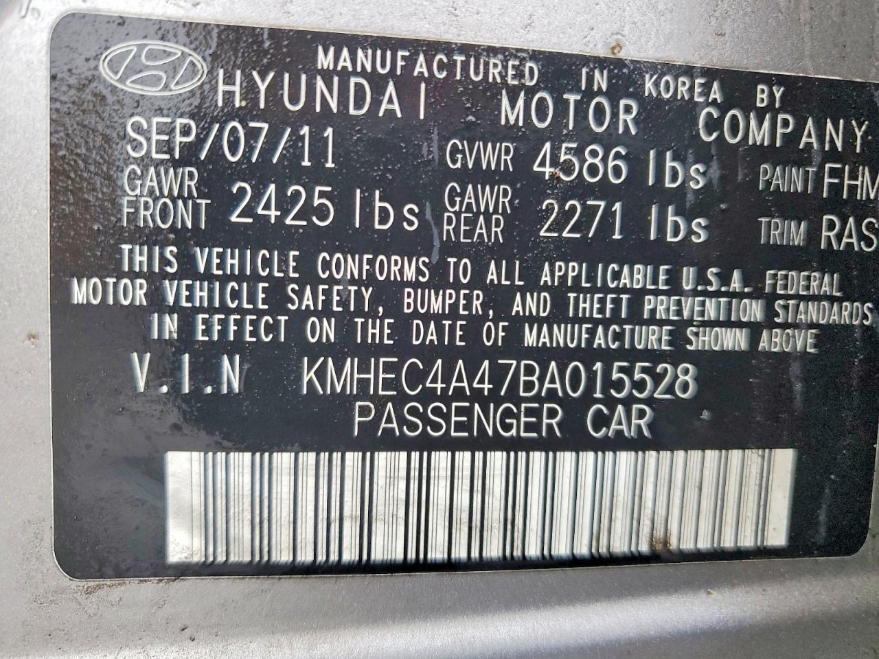 2011 HYUNDAI SONATA