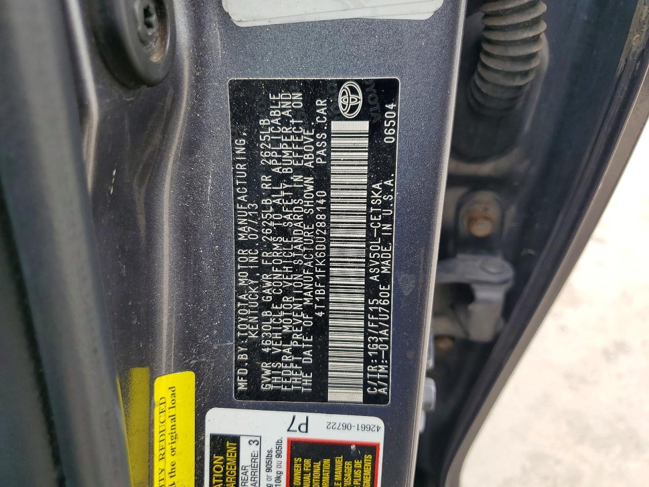 2013 TOYOTA CAMRY