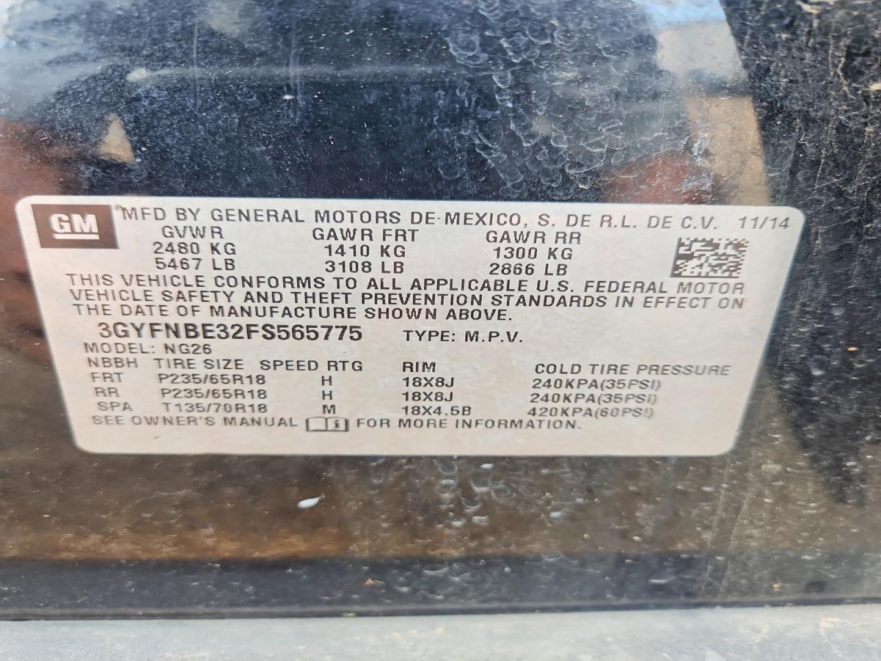 2015 CADILLAC SRX