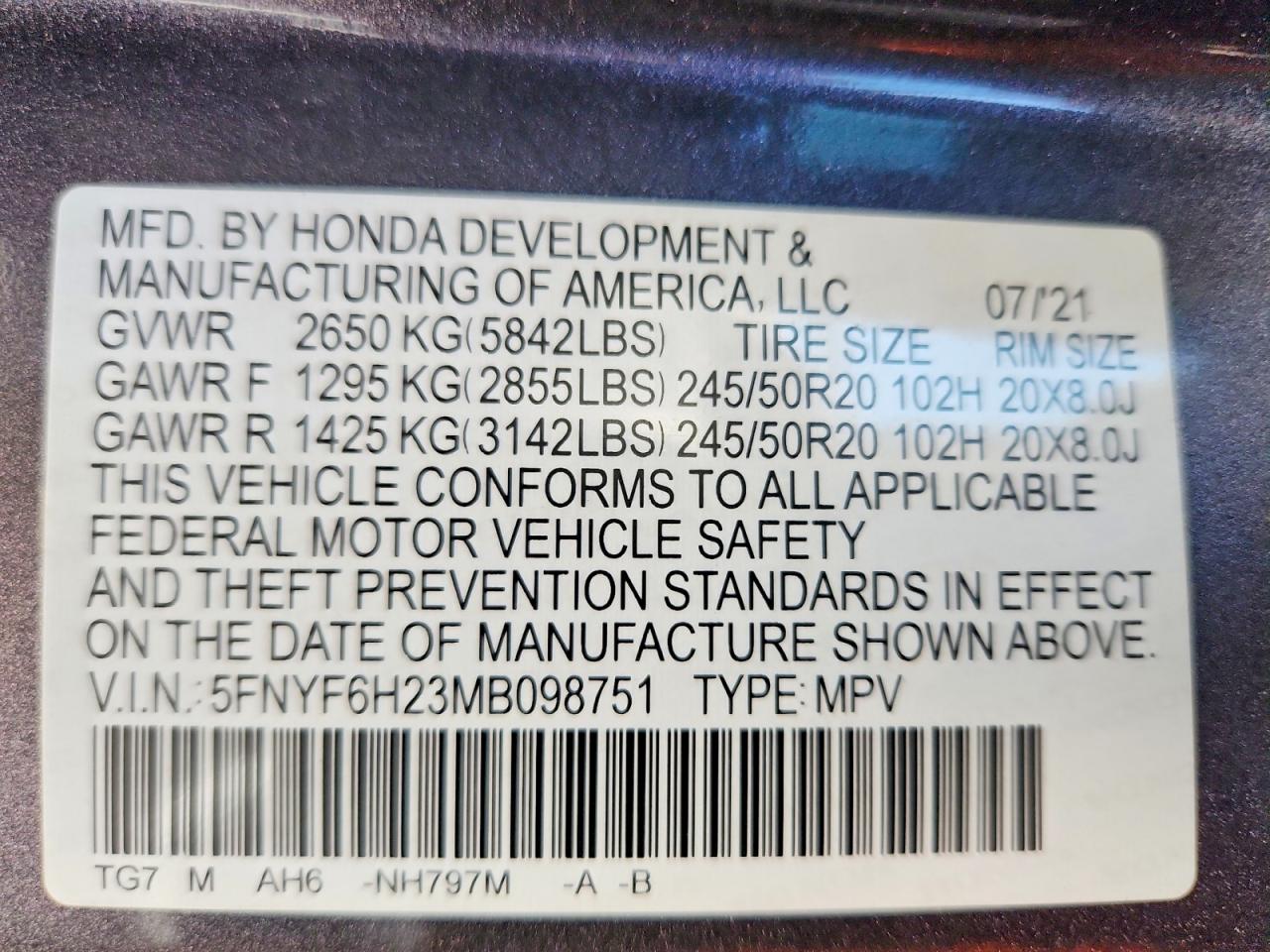 2021 HONDA PILOT