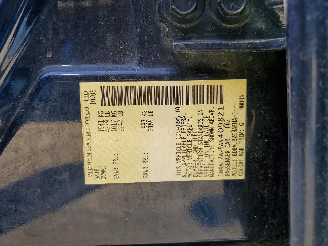 2010 NISSAN ALTIMA