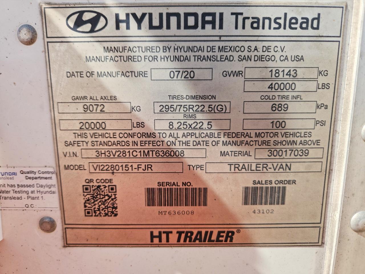 2021 HYUNDAI TRANSLEAD INC