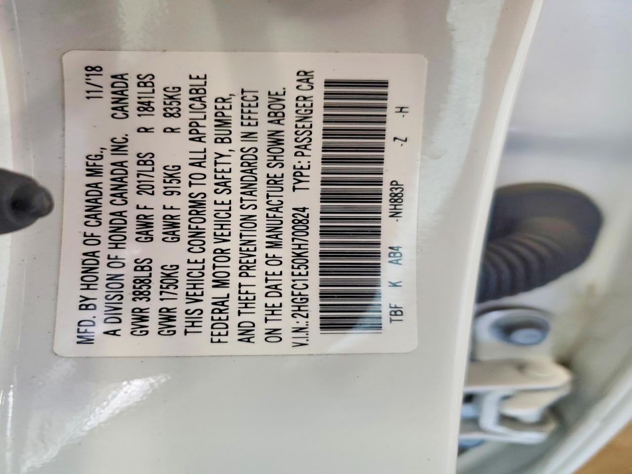 2019 HONDA CIVIC