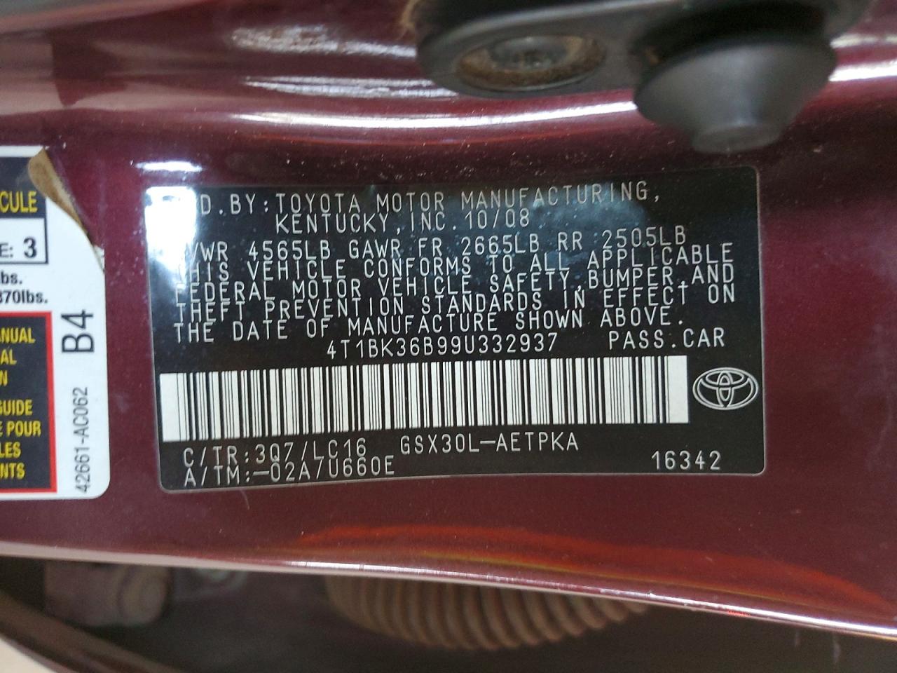 2009 TOYOTA AVALON