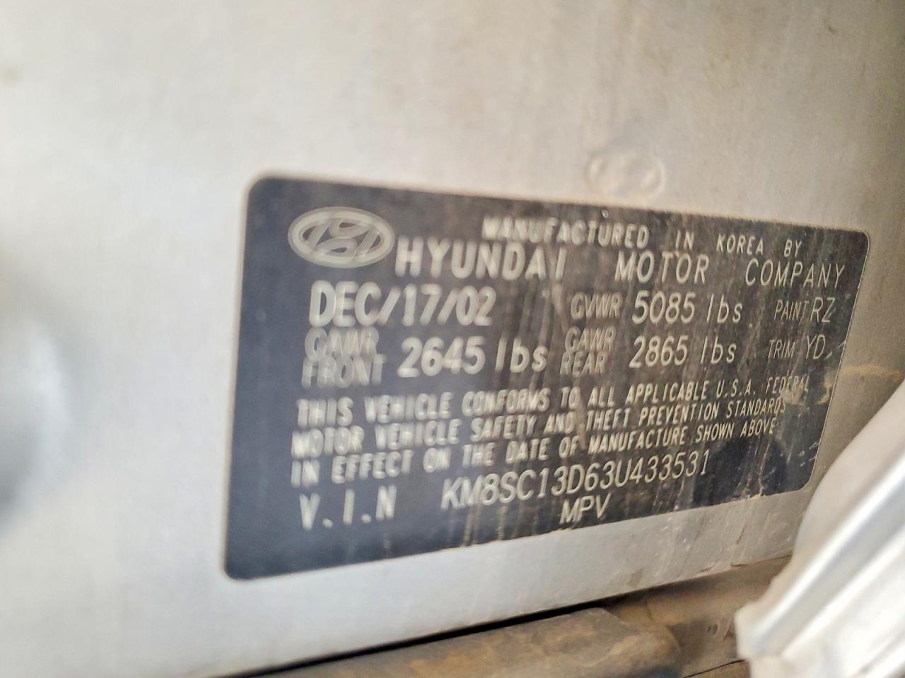 2003 HYUNDAI SANTA FE
